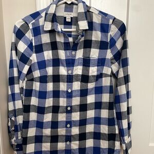 J. Crew Women’s Navy and White Checkered Shirt XXS